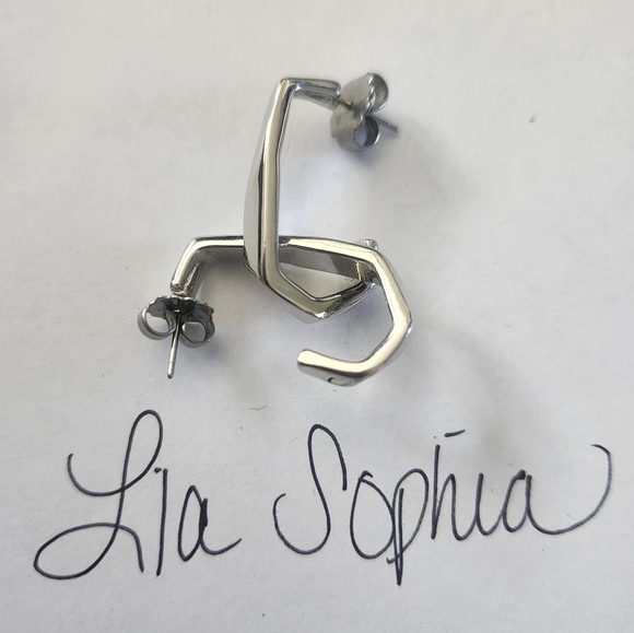 Lia Sophia Jewelry - LIA SOPHIA Silver Abract Shapped Hoop Earrings
